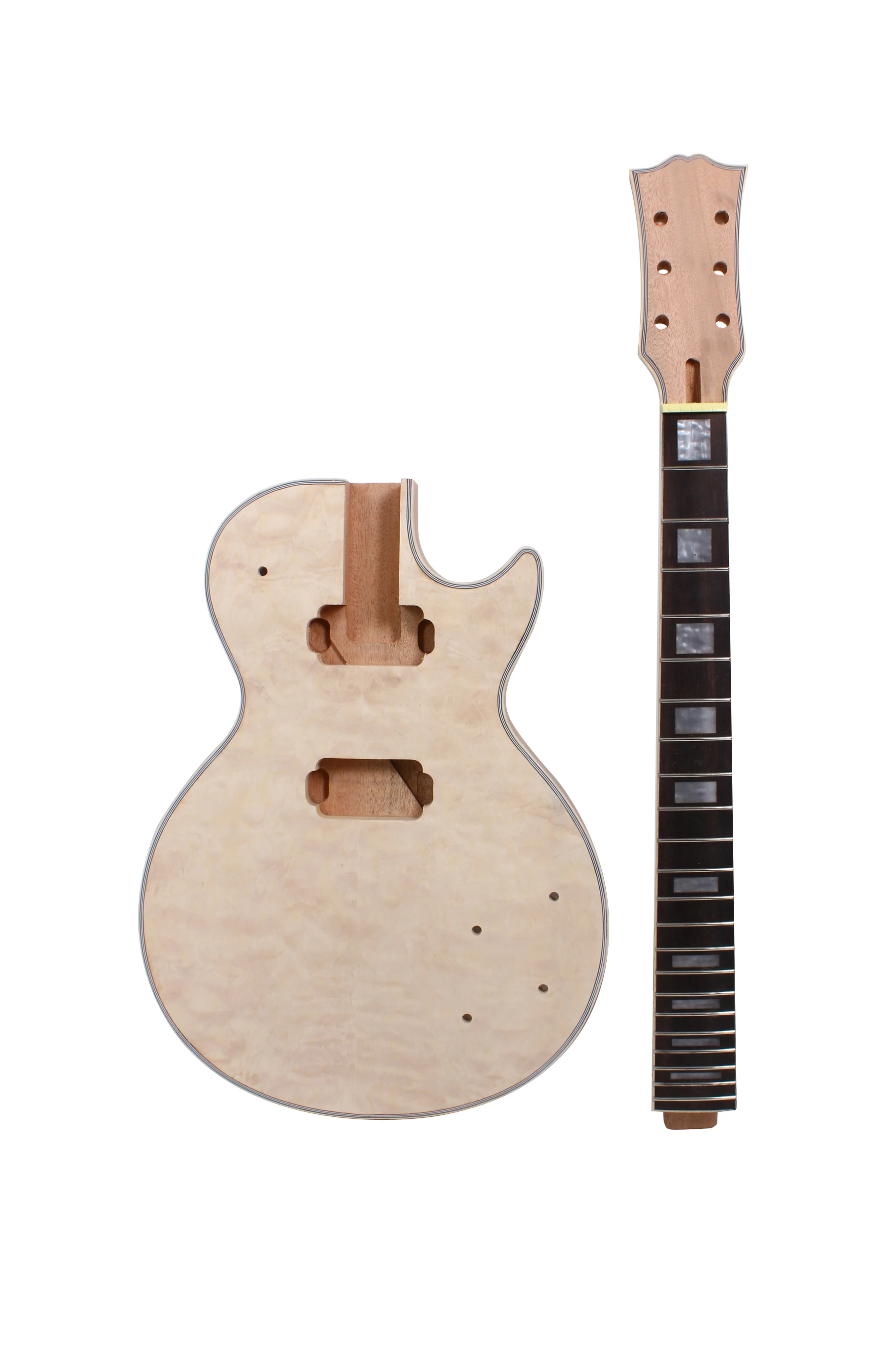 

one unfinished electric body mahogany made and maple top
