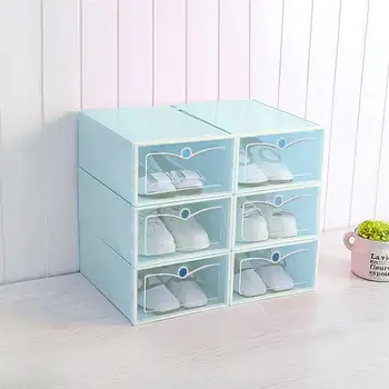 

6PCS Transparent Stackable Shoes Box Thicken Shoes Storage Drawer Case Plastic Shoe Container Combination Shoe Cabinet