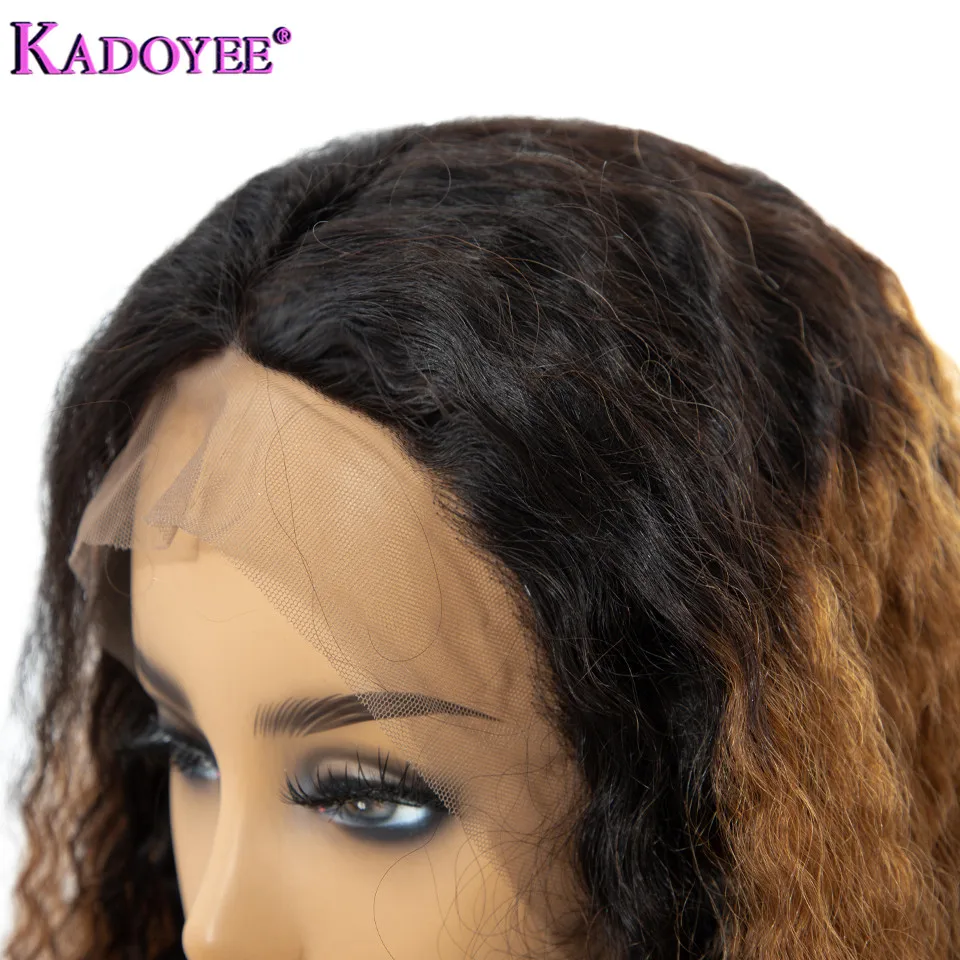 Brazilian Kinky Curly Pre Plucked Lace Front Human Hair Wigs Ombre Hair Wig 1B30 Color Human Remy Curly Wig 13x4 Front Lace Wig