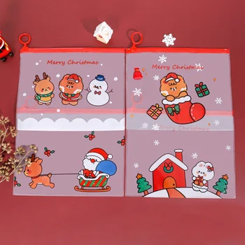 

Christmas Ring Transparent Stationery Storage Bag Cartoon Transparent PVC Document Bag File Folder Stationery Filing Production