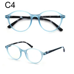 Elegant Multicolor Round Reading Glasses for Women with Spring Hinges (M. Sky blue)