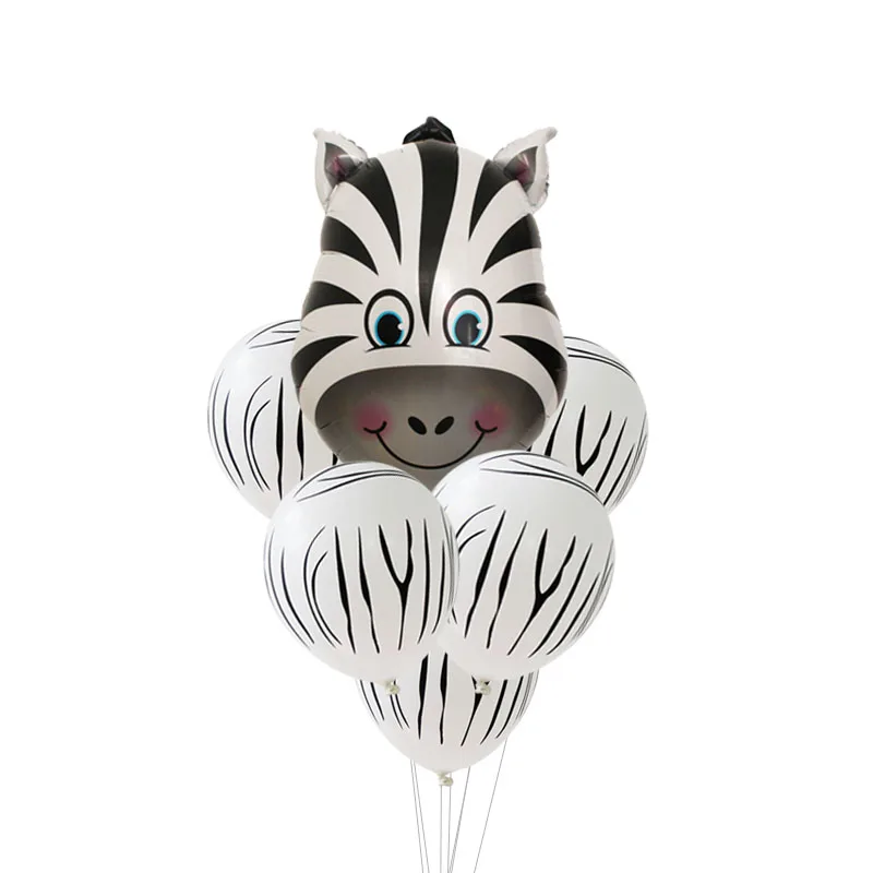 9pcs balloon Джунгли с днем рождения баннер сафари животных торт Топпер Дикий один 1-я вечеринка для мальчика день рождение украшения флажки для торта джунгли вечерние поставки - Цвет: 9pcs balloon