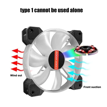 

120mm Computer Case Fan Small Quiet Non-Slip Accessories LED RGB Hydraulic Remote Control Chassis Adjustable Durable PC Cooling