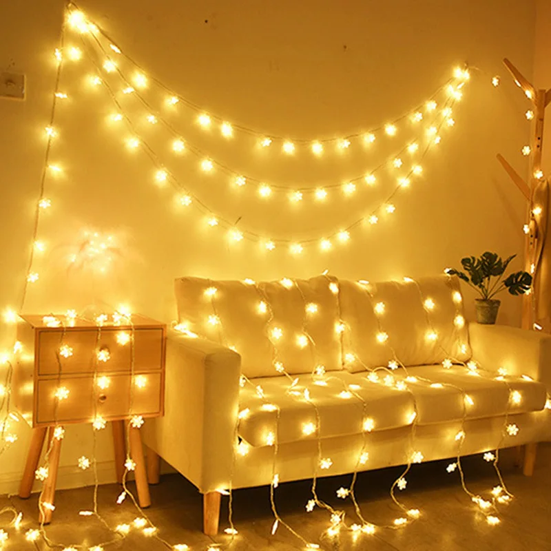 

Snowflake Christmas Lights Decorated String Color Lamplight Ornament Valentine Wedding Party LED Lighting Home Decoration NEW