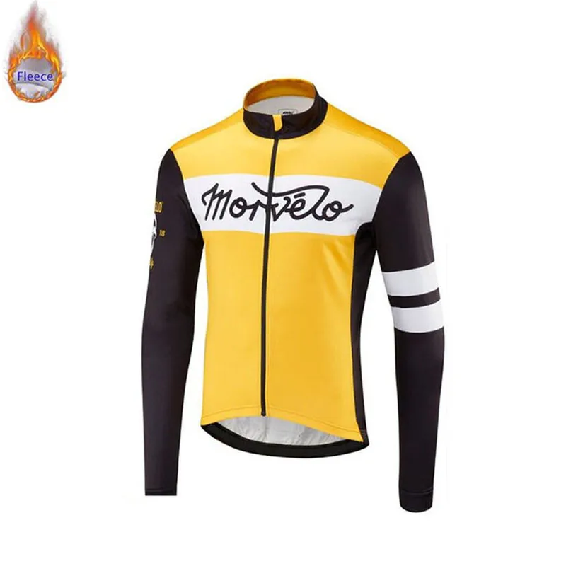 Pro team New Men Long Sleeve Winter Thermal Fleece Bicycle Morvelo Cycling Jersey Warm Winter Moutain Bike Cycling Clothing - Цвет: 12