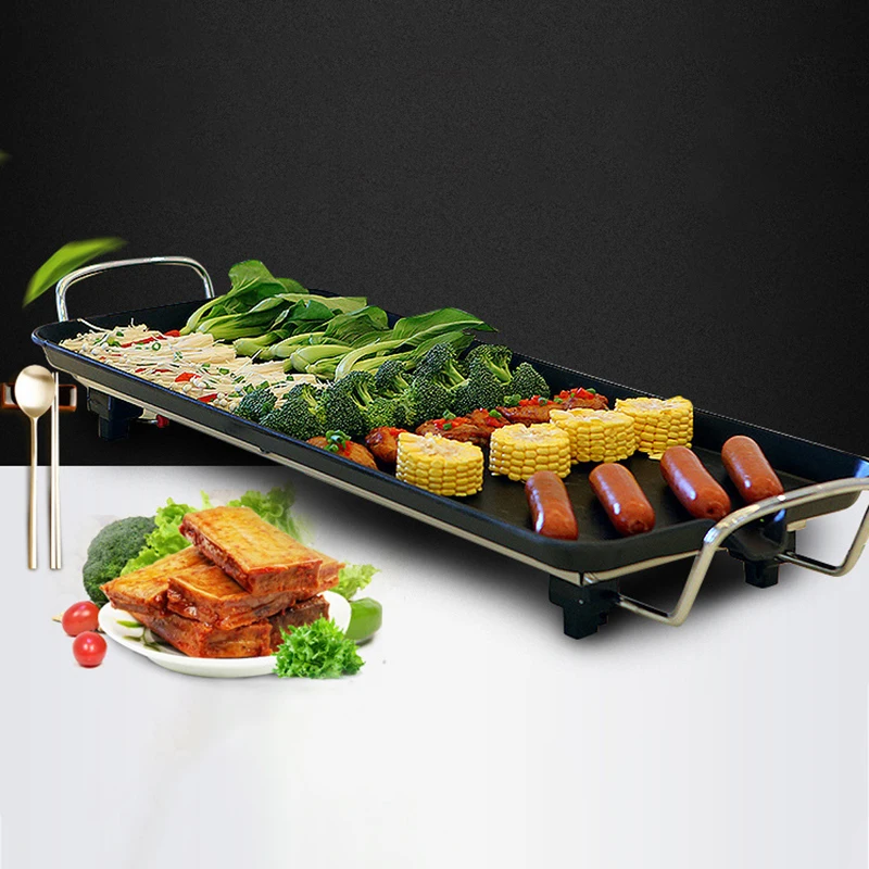 

Family Kitchen Portable Smokeless Electric Barbecue Grill Temperature Non Stick Teppanyaki Table Dinner Party Camping BBQ