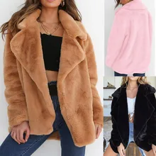 Женское зимнее пальто, теплая верхняя одежда, свободный большой воротник, меховое пальто, куртки, одноцветные пальто, Женское пальто, верхняя одежда# D1