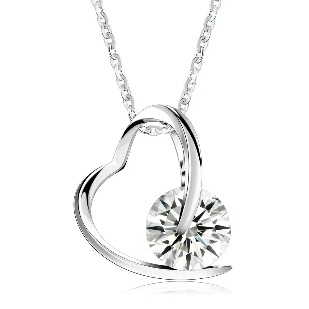 

ORSA JEWELS 100% 925 Sterling Silver Heart Pedant Necklace with AAA Austrian Cubic Zirconia for Women Precious Girl's Gift SN47