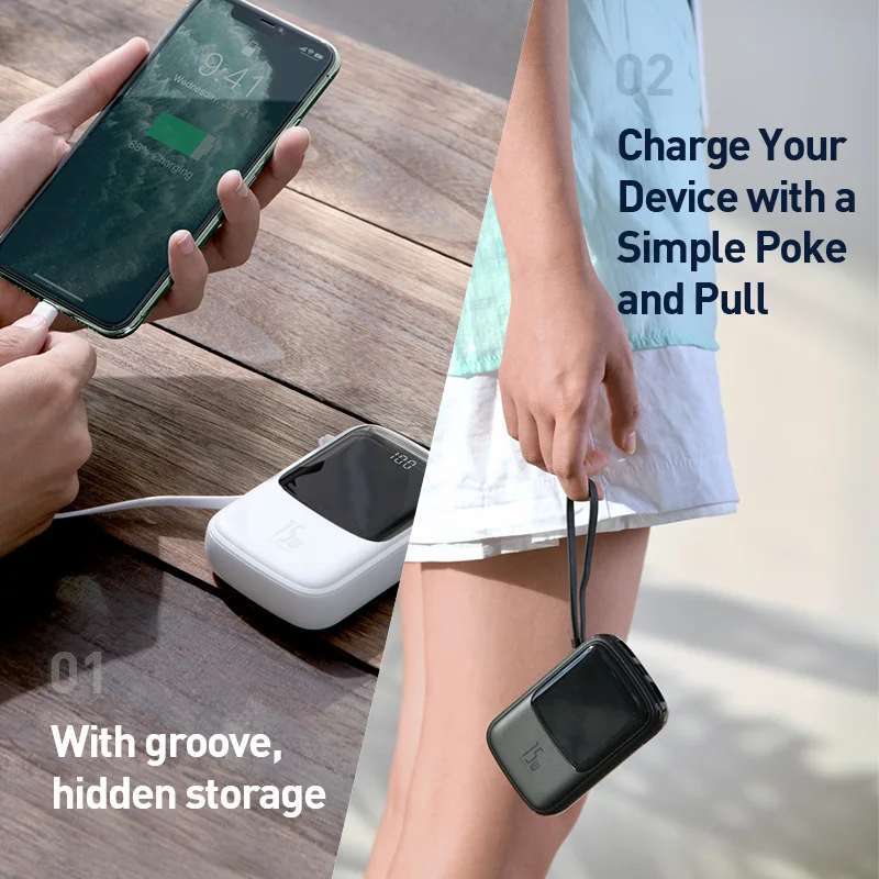 Skup Baseus 10000mAh Power Bank 15W ładowarka do telefonu 4 wyjścia i 2 wejścia cyfrowy wyświetlacz mocy banku dla iPhone Samsung Huawei