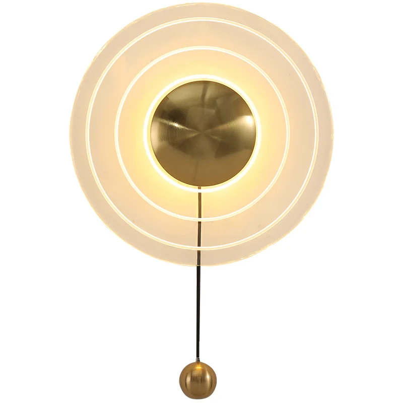 

Round Wall Lamp Golden Led Living Room Wall Light Bulb Simple Aisle Stairs Balcony Light Creative Bedside Wall Lamp
