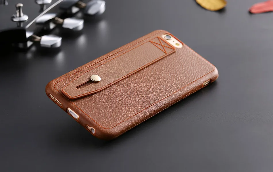 Vintage Case For iPhone 6 6S 7 Plus 5 5S SE Cover Flexible Hand Holder kickstand Leather Grain Silicone Cover For iPhone 6 6s 7 (8)