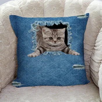 

Kitten In A Cowboy Hole Pillow Covers Cases Cushion Pillowcase Square Print