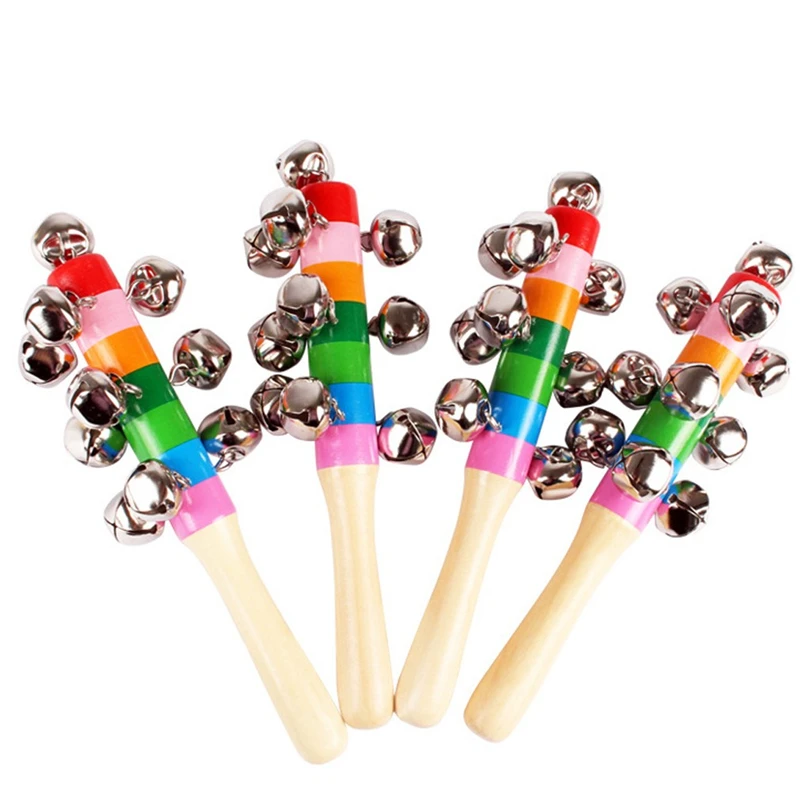 

Baby Rattles Colorful Wooden Bell Orff Instruments 10 Percussion String of Bells Ringing Infant Toys Newborns 0-12 Months A50