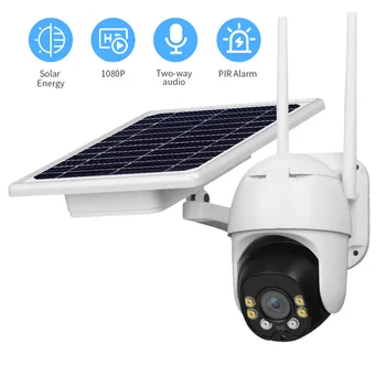 

1080P Wireless Security IP Camera Outdoor WIFI Solar Panel PTZ Speed Dome Human Detection Rechargeable Battery Powered P2P Camer