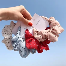 

Silky Satin Hair Scrunchies Dots Elastic Hair Ropes For Women Girls Sweet Chiffon Ponytail Hair ties Headwear Hair Accessories