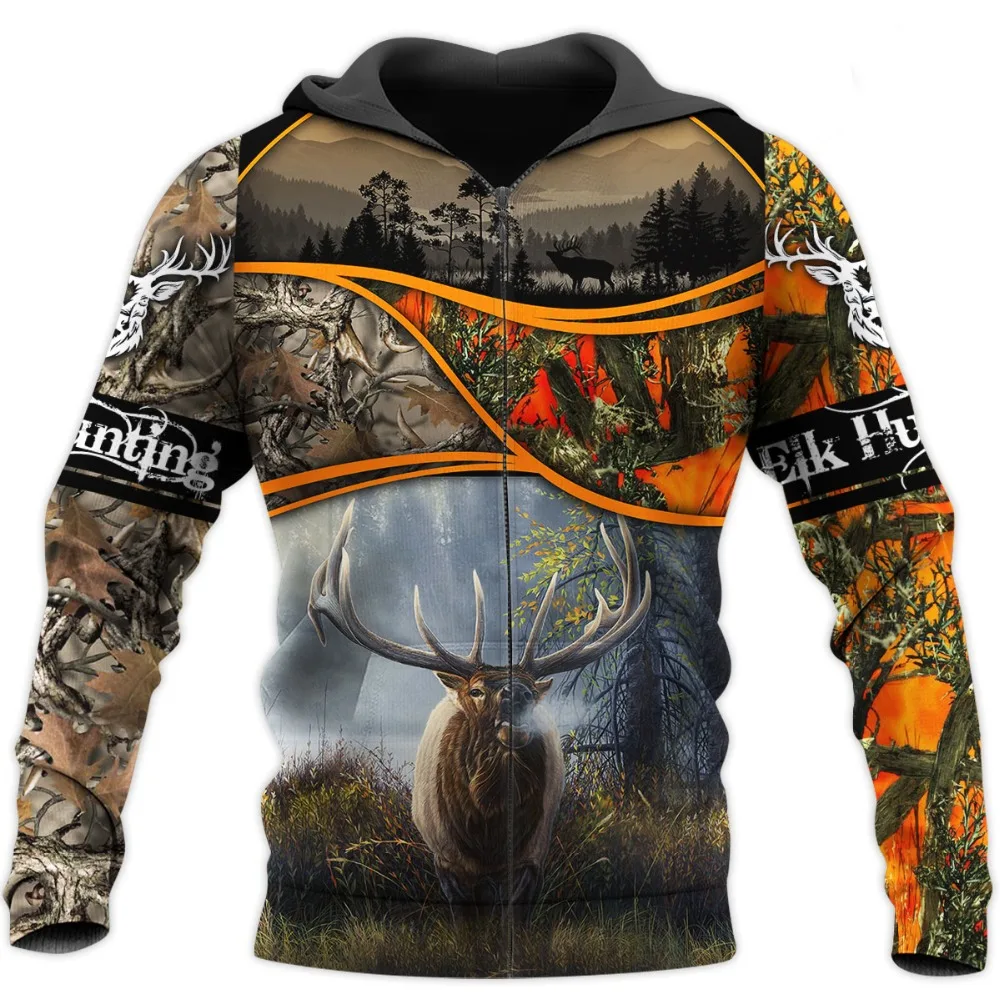 

Elk Hunting 3D Full Printed Men Zipper Hoodie Unisex Casual Harajuku Sweatshirt Autumn and Winter Hoodie Tops BLL05