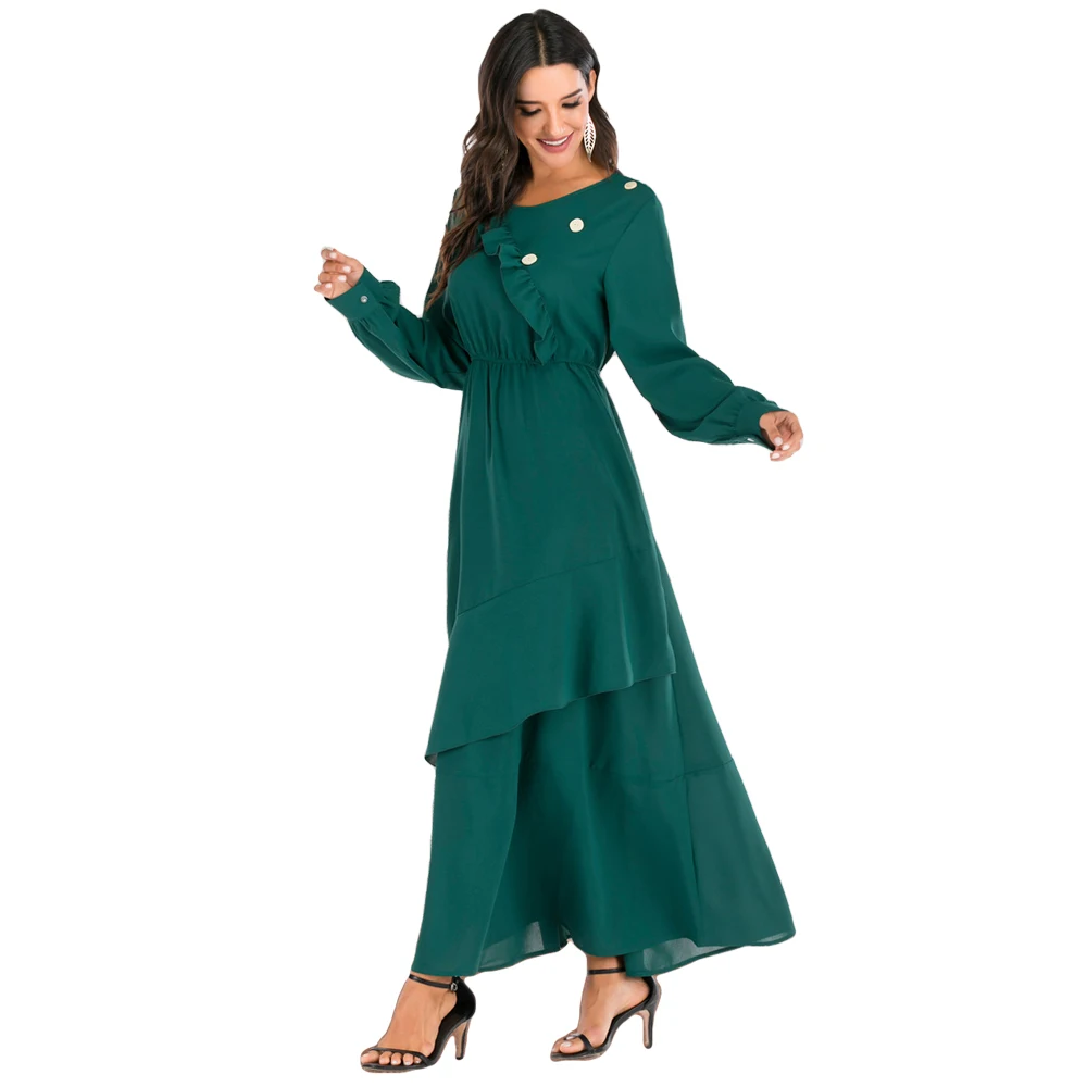 Abaya, кафтан, женское платье с длинным рукавом, гофрированное, макси, мусульманское, вечерние, коктейльное платье, джилбаб, халат, модное, необычное, длинное платье, повседневный Халат