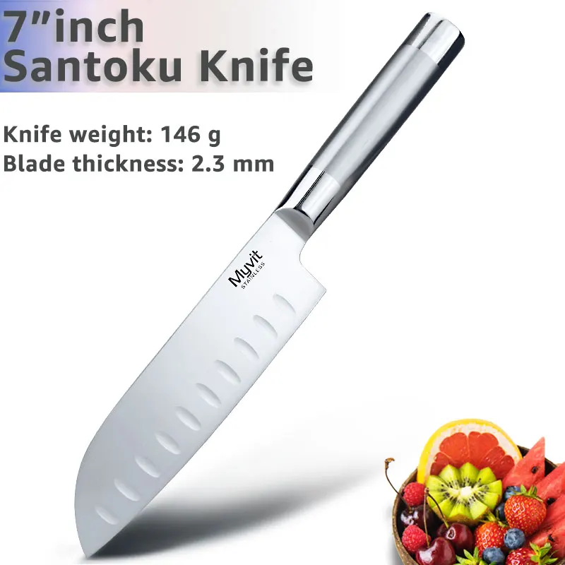 7 inch Santoku Knife Набор ножей из нержавеющей стали, японский 7CR17 440C, высокоуглеродистая Нержавеющая сталь, нож для нарезки хлеба, нож для шеф-повара - Цвет: 7 inch Santoku Knife