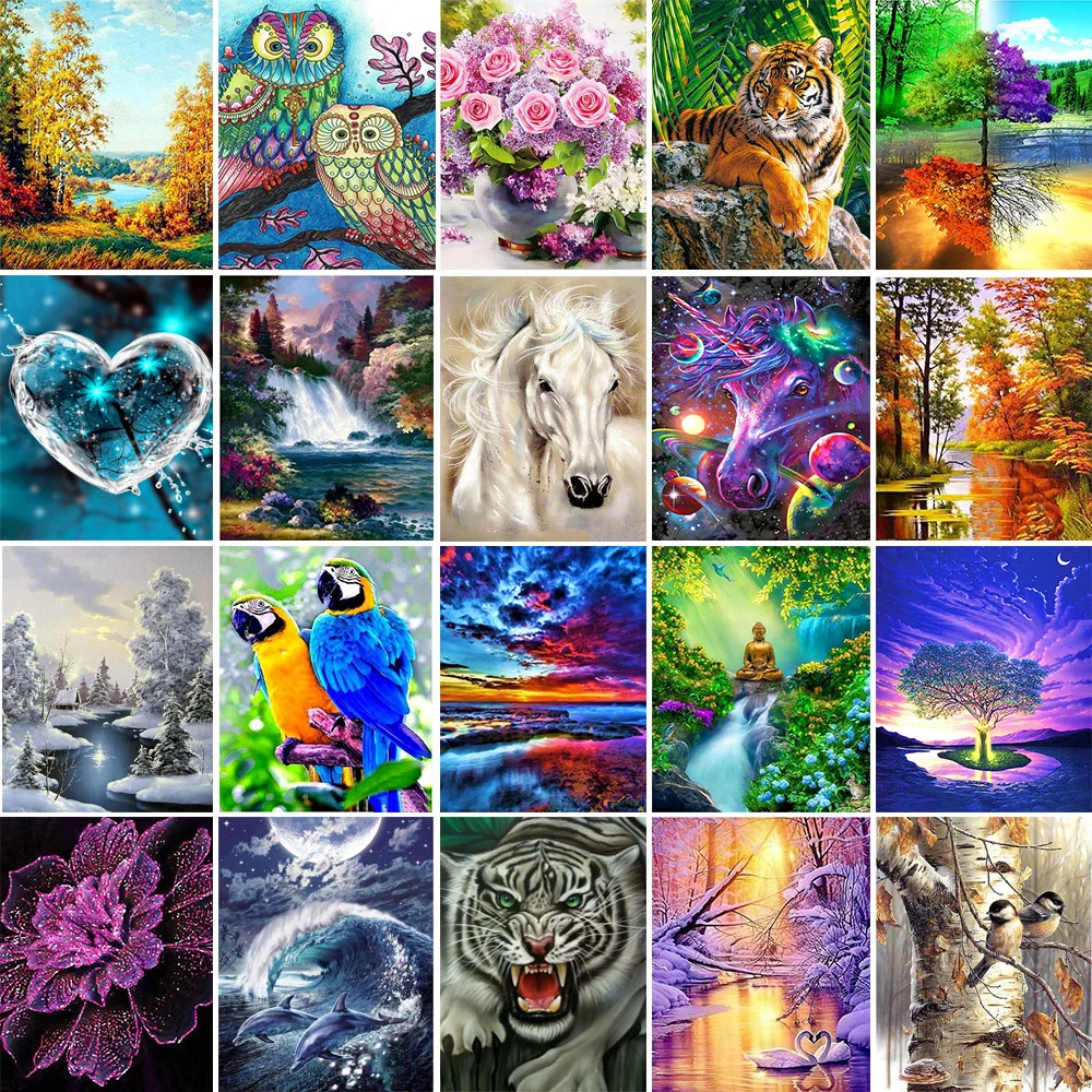 5D-Diy-Diamond-Painting-Cross-Ctitch-Kits-Diamond-Mosaic-Embroidery-Landscape-animals-3d-Painting-round-drill