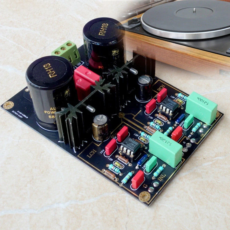 1Pcs Audio Dual Circuit MM MC Phono Stage HIFI Amp Finished Amplifier Board Ne5532 