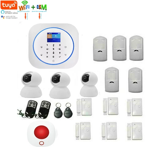 

Smart WIFI GSM Alarm System Security Home Kit Video IP Camera Google Home Assistant Alexa House Burglar Anti Theft Tuya App