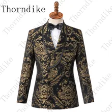 Thorndike золотая вышивка цветочный узор сценический костюм куртка мужской Стильный блейзер Мужской сценический вечерний блейзер мужской бархатный блейзер