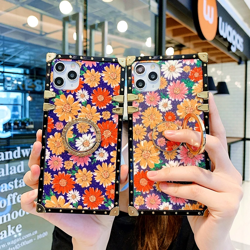 Роскошный чехол с квадратным держателем для iPhone 11Pro MAX SE 11 XS XR X 7 8 Plus металлический