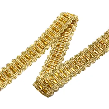 

Double Band Gold Tape Lace Trims Knitting Crochet Accessories Trims Vintage Cosplay Costumes Appliqued Ribbons 2.3CM
