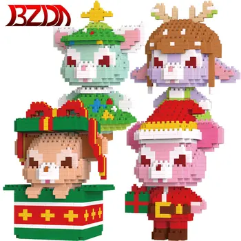 

BZDA Christmas Toys Elk Girl Duffy Bear Anime Figures Model Kit Diamond Mini Micro Building Blocks Girl Toys Christmas Gift