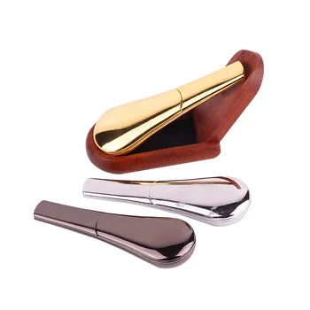 

New Design Fashion Zinc Alloy Spoon Shape Pipe Deconstructable Detachable Magnet Metal Tobacco Pipe Multi-color Smoking Set
