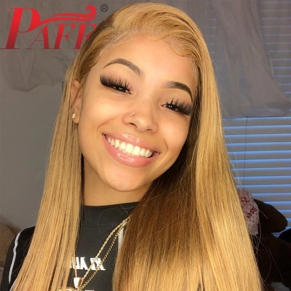 

Paff 13x6 Long Straight Synthetic Hair Lace Wigs For Women Ombre Pre Plucked Blonde Color Lace Front Wig With Natural Hairline
