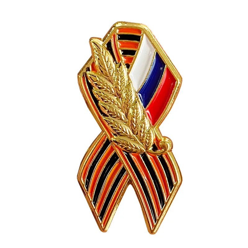 St George Ribbon Russia Heroism Brooch Black and Orange Patriotic War Symbol Badge World Ii Victory Lapel Pins | Украшения и