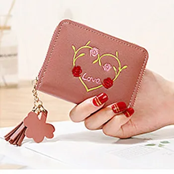 

Women multi-function Purse Outdoor Fashion Solid Color Flower Fringed #20Leather Card Wallet card bag women wallet Purse