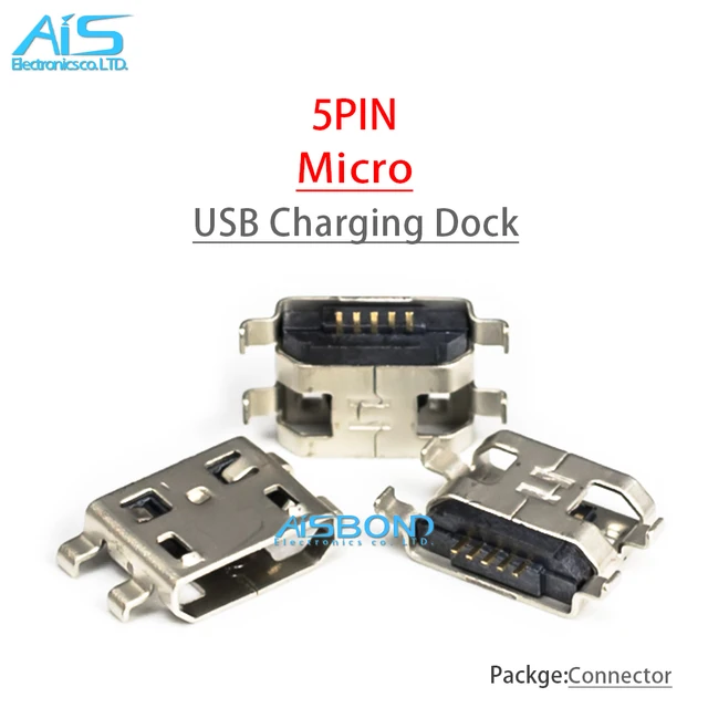 50Pcs Micro USB Mobile 5Pin Charger Connector Jack Charging