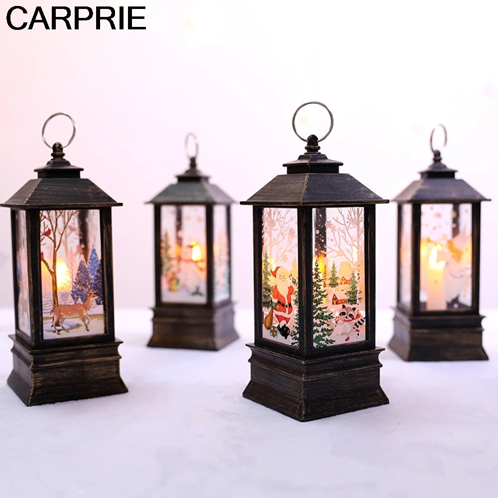 

CARPRIE Lights LED Christmas Candle with Holder LED Tea light Candles Cages Elk Santa Claus Printing Candlestick Christmas Decor