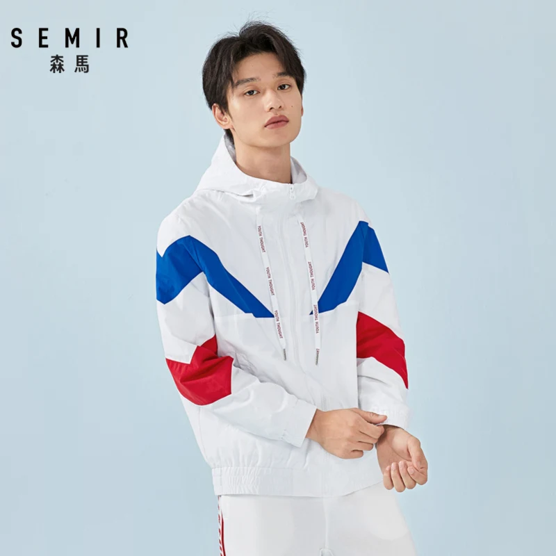 Semir куртка мужская весенняя и осенняя трендовая сшитая синяя белая красная Студенческая свободная Спортивная повседневная куртка Новинка