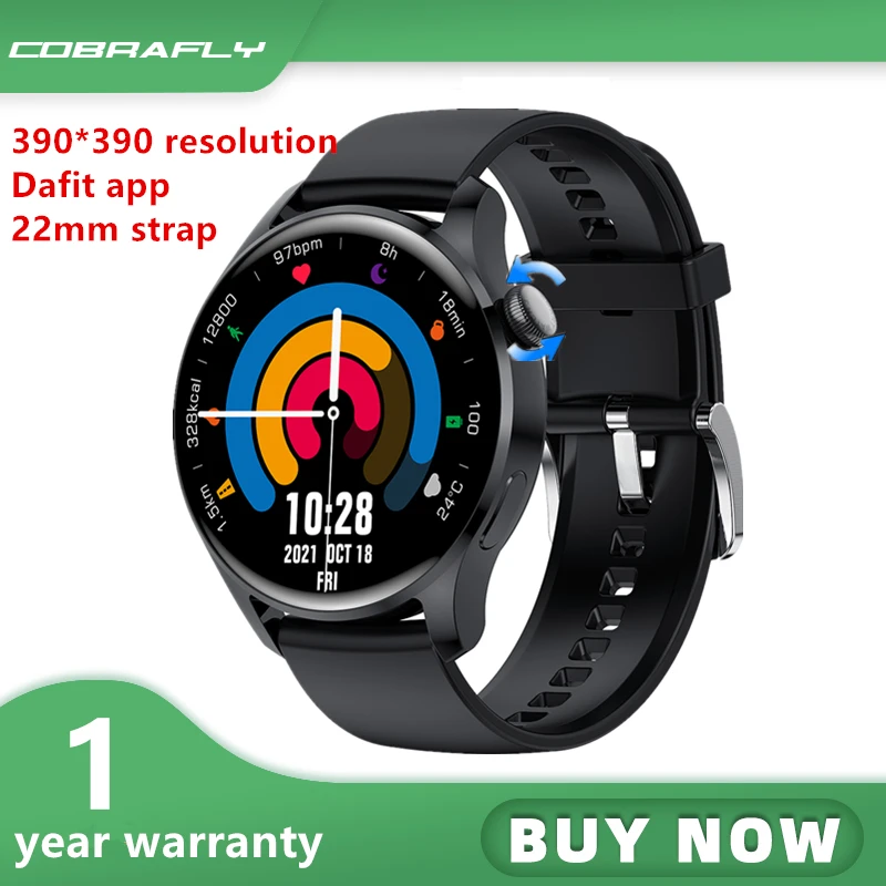 Cobrafly Smartwatch 1.35 inch Screen 22mm BT Call Women Men Watch Waterproof 390*390 Recolition Heart Rate PK for huawei watch3 |