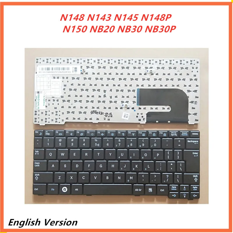 Клавиатура на английском языке для ноутбука Samsung N148 N143 N145 N148P N150 NB20 NB30 NB30P сменная