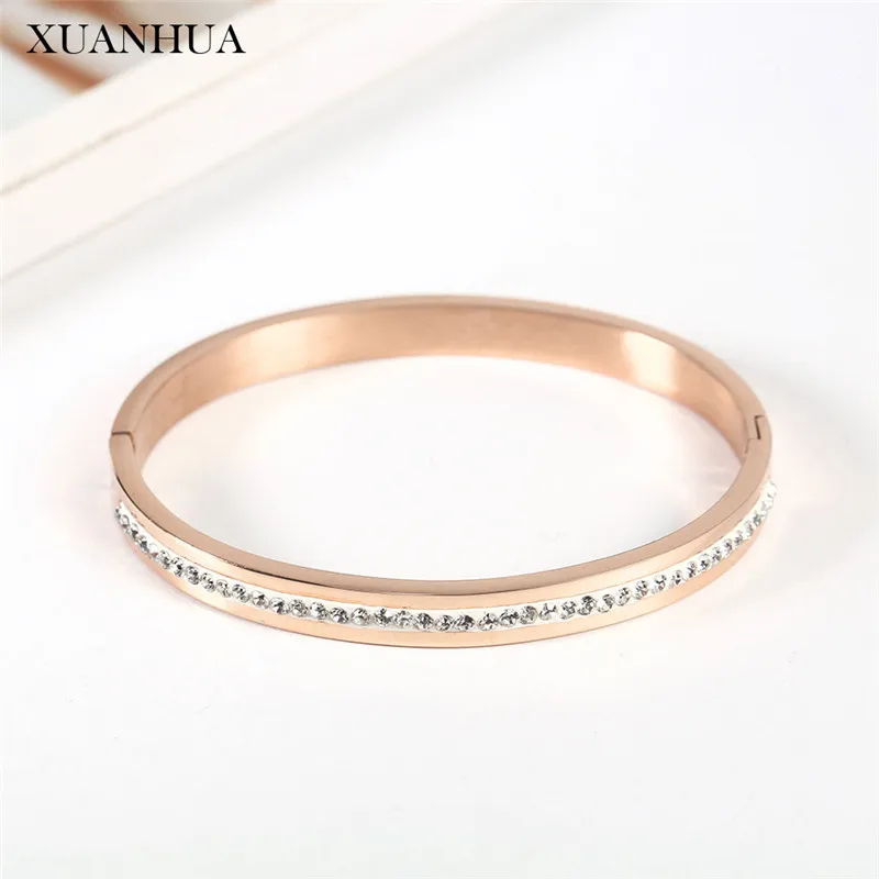 

XUANHUA Stainless Steel Jewelry Woman Rose Gold Cuff Bracelets Bangles For Women Vogue 2019 Jewellery Accessories Mass Effect