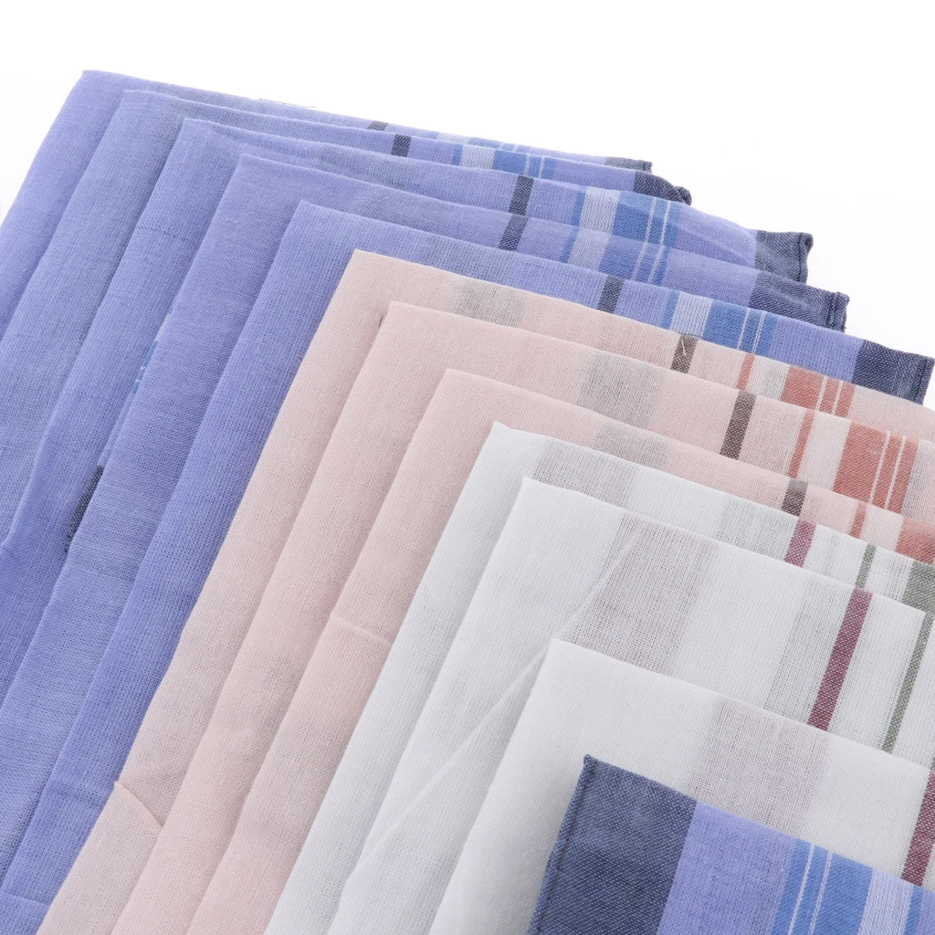A Dozen Soft Cotton Handkerchiefs Pocket Square Vintage Check Pattern Hankie Mens Plaids Square Handkerchiefs Square Hanky