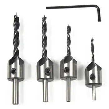 

7/4pcs 3-point Countersink Drill Kit Delicate Design Practical Superb Craftsmanship Woodworking Drill Bit Hole Drilling Tool
