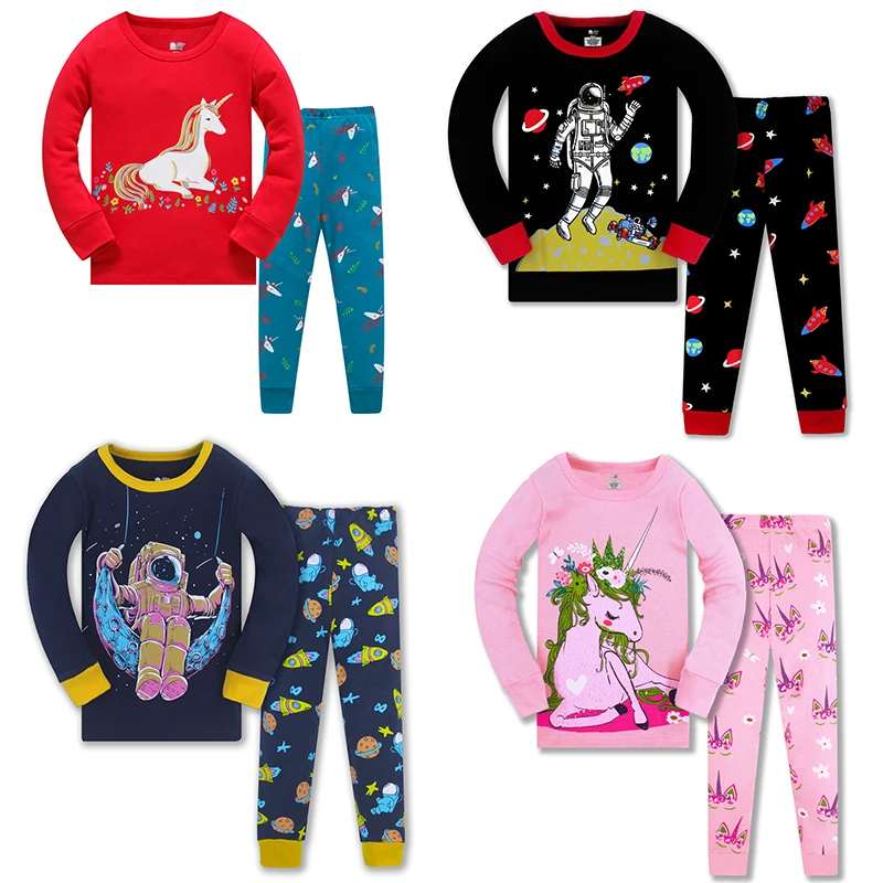 Jumping Meters New Cotton Long Sleeve Hot Baby Sleepwear with Cartoon Print Fashion Autumn Spring Boys Girls Pyjamas 3-8T Sets | Детская