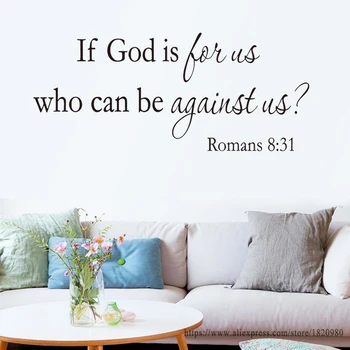 

Classic Wallpaper Stickers for Bedroom Living Room TV Wall bible series Quotes 'if god' Art Wall Stickers Home Decor