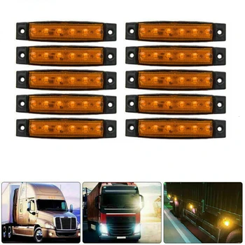 10 sztuk 12V samochodów lampy zewnętrzne Amber SMD 6 LED ciężarówka ciężarówka światło obrysowe boczne wskaźnik lampy przyczepy ogon tylna boczna lampy tanie i dobre opinie Vehicleader CN (pochodzenie) K01925 9 5cm x 2cm x 1cm (3 8 x 0 8 x 0 4 ) Inne 0 5W Side marker lights