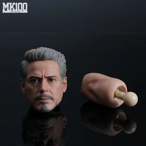 1/6 масштаб Ironman Tony Stark Young/старая голова скульптурная фигура тела DIY фигурки - Цвет: Old tony white hair