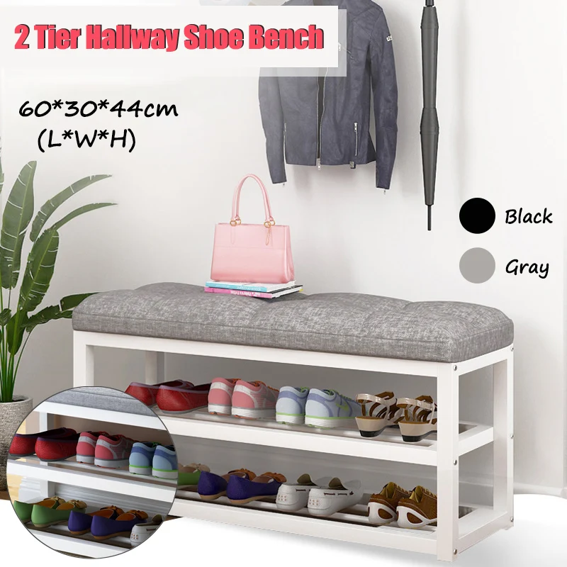 

2 Tier Shoe Storage Stool Living Room Shoe Rack Simple Change Shoe Bench Organizer Cabinet Hallway Seat Chair Shelf Holder