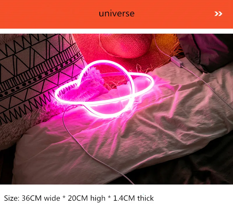 universe Неоновый свет неоновая вывеска панель ночник питание от USB INS форма Романтическая свадьба праздник вечеринка украшение сказочная лампа крыло банан - Испускаемый цвет: universe