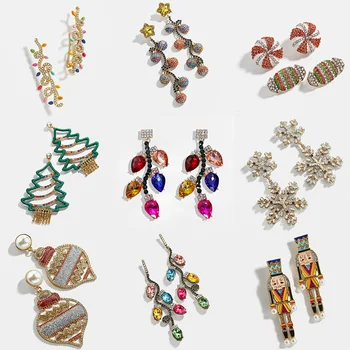 

Dvacaman Christmas Tree Snowman Snowflake Statement Earrings Handmade Beaded Drop Earrings Crystal Dangle Earrings Jewelry Gift