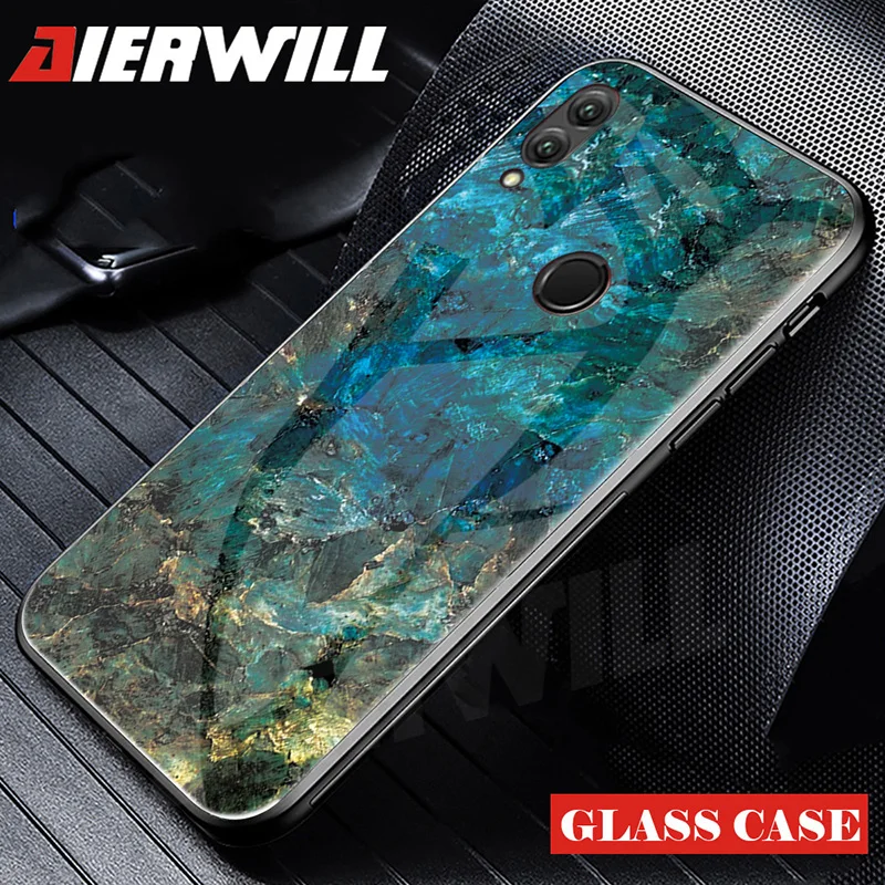 Glass Case For Huawei Y7 2019 Case Silicone Hybrid Luxury Gradient 9H Tempered Glass Phone Cover For Huawei Y7 2019 case