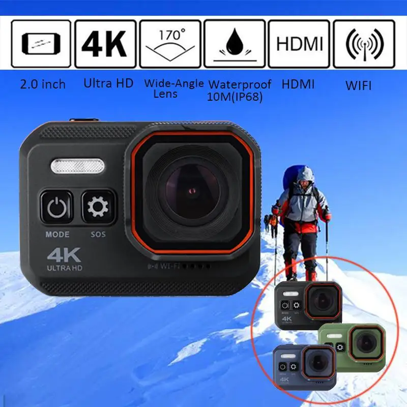 

Action Camera Ultra HD 4K / 30fps WiFi 2.0" 170D 1080p HDMI Underwater 10m Waterproof Video Outdoor Sport Diving Surfing